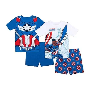 Centric Brands Marvel Captain America Boys' 4-Piece Pajama Set, 100% Cotton,... - Picture 1 of 6