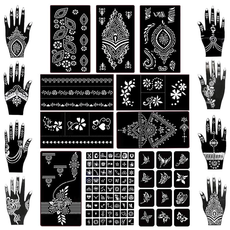 Koogel 18 Sheets Henna Tattoo Stencil Kit 97pcs