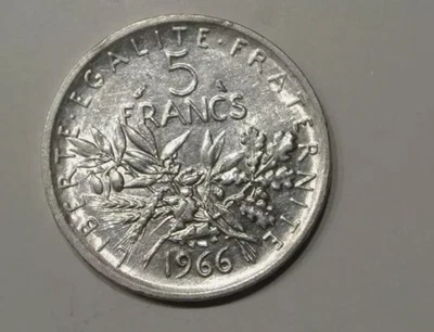 RARE 5 francs semeuse argent 1966 TTB - Envoi rapide et gratuit - Photo 1/2