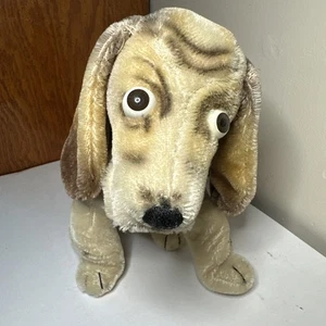 Vintage Steiff tan & white Basset Hound with brwn eyes no tags 4 identity C Pics - Photo 1 sur 8