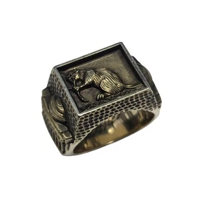 1970 Vintage MIT "Brass Rat" Class Ring 10K Yellow Gold Men's Size 7.5 - 26g - Picture 1 of 7