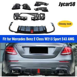 Rear Bumper Lip Diffuser with Exhaust for Benz E Class W213 E63 AMG Sport Bumper - Picture 1 of 8