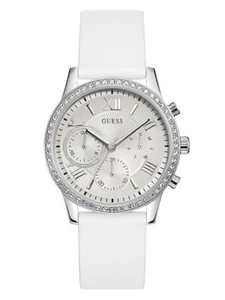 Guess Women's Analog Quartz Watch W1135L7 Silicone Strap White Dial 40 mm - Picture 1 of 3