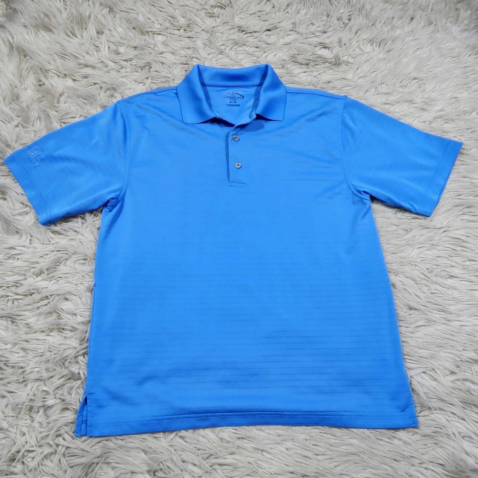 Champions Tour Polo Shirt Men's Size Medium Solid Blue Golf Short Sleeve - Image 1 of 4