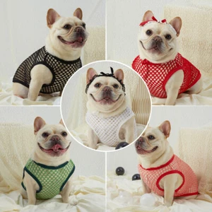 Pet Puppy Small Dog Cat Summer Mesh Vest T-Shirt Dog Fishnet Costume Or Headband - Picture 1 of 20