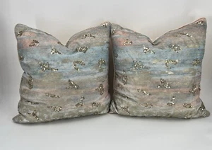 Artistic Accents Inc Blue Gold And Pink Beaded Pillows Set Of 2 - Picture 1 of 8