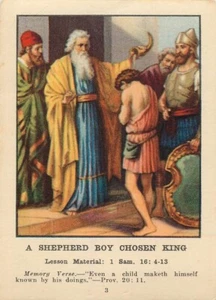 Christian Picture Lessons Card A Shepherd Boy Chosen King 1927 - Picture 1 of 2