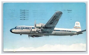 Postkarte: Flugzeug: 1956 United Air Lines, Douglas DC-7 - Veröffentlicht - Bild 1 von 2