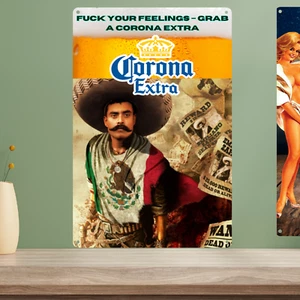 Fk your feelings Corona Extra Metal Mexico Beer Sign Bar & Man Cave Decor - Picture 1 of 5
