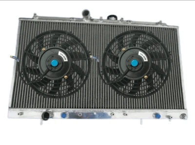Aluminum Radiator & Fans For 1996-2003 Mitsubishi Galant VR4 EC5A EC5W 6A13TT AT - Image 1 of 4