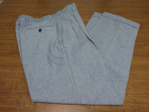 Louis Raphael Rosso Red Men’s Pleated Dress Pants 34 x 32 Gray Check Cotton - Picture 1 of 18