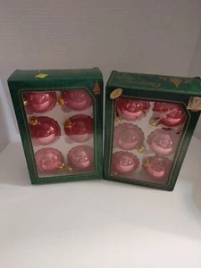 Vintage Krebs Glass Christmas Ornaments 12 Glass Bulbs Tuscany Rose USA - Picture 1 of 18
