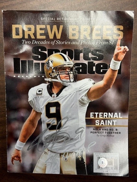 DREW BREES Signed SI Magazine Beckett COA - Image 1 of 1
