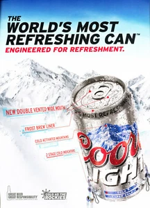COORS BEER AD #30 RARE 2013 "THE WORLD'S MOST REFRESHING CAN" ENGINEERED FOR... - Picture 1 of 2