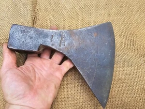 LARGE VINATGE HAND FORGED FRENCH AXE HEAD ANTIQUE - Picture 1 of 17