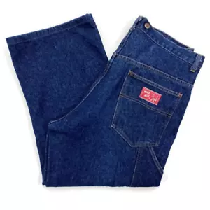 Vtg Wild Ass Carpenter Jeans Mens 34x25.5 Suspender Blue Dark Wash Denim USA - Picture 1 of 12