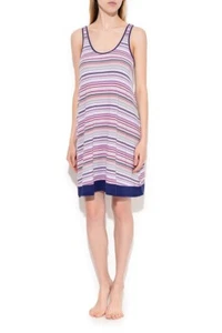Dkny Long Womens Lilac Striped Pajama Night Home Dress Top Size Small - Picture 1 of 10