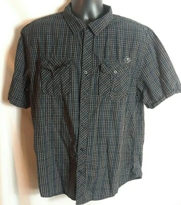 Ocean Current Mens Shirt XL Black  Blue Check Short Sleeve Pocket 100% Cotton - Image 1 of 4