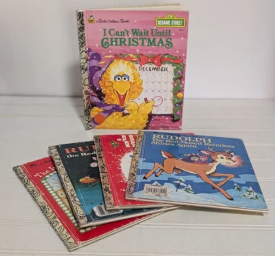 5 Little Golden Books Christmas Holiday Stories Rudolph, Big Bird, Jingle Bells - Image 1 of 4