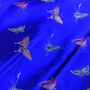 Butterfly Brocade Damask Faux Silk Fabric Satin Crafts Embroidery 75*100cm Retro - Picture 1 of 15