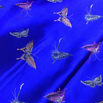 Butterfly Brocade Damask Faux Silk Fabric Satin Craft Embroidery 75 100cm - Image 1 of 4