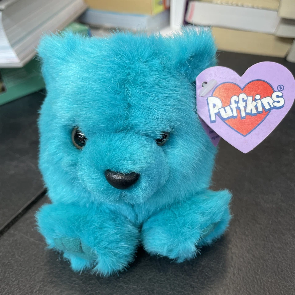 Puffkins Swibco Bear Telly синее плюшевое мягкое животное 4,5 дюйма - Изображение 1 из 1