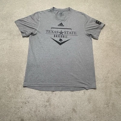 Camiseta de béisbol Bobcats de la Universidad Estatal de Texas para hombre gris medio emitida por el jugador Foto 1 de 4