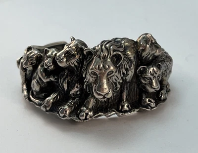 Brazalete Safari KABANA Plata Esterlina León Leones 86 Gramos Foto 1 de 4
