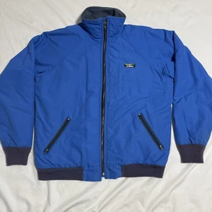 LL Bean Men L Freeport Maine Warm-Up Jacket Fleece Lined Full Zip VTG 90’s Blue - Picture 1 of 10