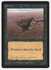 Signed Sinkhole MP Beta Limited Artist Sandra Everingham 1993 MTG Magic Misprint - Picture 1 of 3