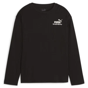 PUMA Essentials Mid 90S Graphic Crew Neck Long Sleeve T-Shirt Youth Boys Black C - Picture 1 of 2