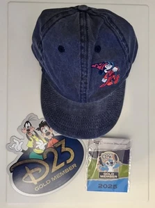 Disney D23 Fan Club 2025 Gold Member Pin Stitch, Magnet & Sorcerer Mickey Mütze - Bild 1 von 1