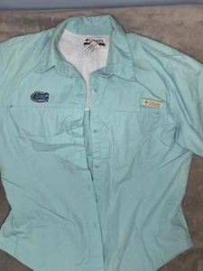 Columbia Shirt Women’s Large Light Blue Florida Gators Short Sleeve Fishing - Picture 1 of 4