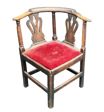 Antique English Georgian 18th Century Oak Corner Chair Cover