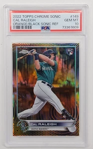 2022 Topps Chrome Cal Raleigh Orange Black Sonic Refractor RC /25 PSA GEM MT 10 - Picture 1 of 5