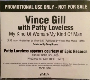 Vince Gill W/ Patty Loveless – My Kind Of Woman/My Kind Of Man (CD, Promo) V.G - Picture 1 of 2