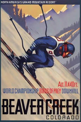 Beaver Creek Colorado Vintage Art Wall Indoor Room Outdoor Poster - POSTER 20x30 - Image 1 of 4