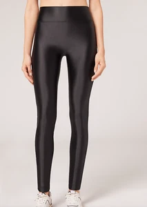 NEU Calzedonia super glänzende Wetlook Leggings braun glänzend Stretch Hose S M L - Bild 1 von 3
