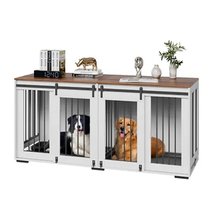 Dog Crate Furniture 72 in Indoor Wooden Dog Kennel with Tray Heavy Duty - Picture 1 of 12