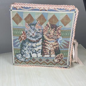 VINTAGE Cats Tapestry Fabric Lg Photo Album Book 80s Grannycore 12”x12” 3 Ring - Bild 1 von 15