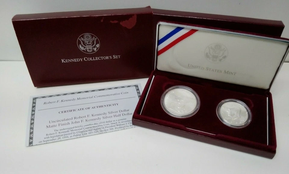 1998-S US Mint Kennedy Collector's Set RFK Silver Dollar & JFK Silver Half    DS - Image 1 of 4
