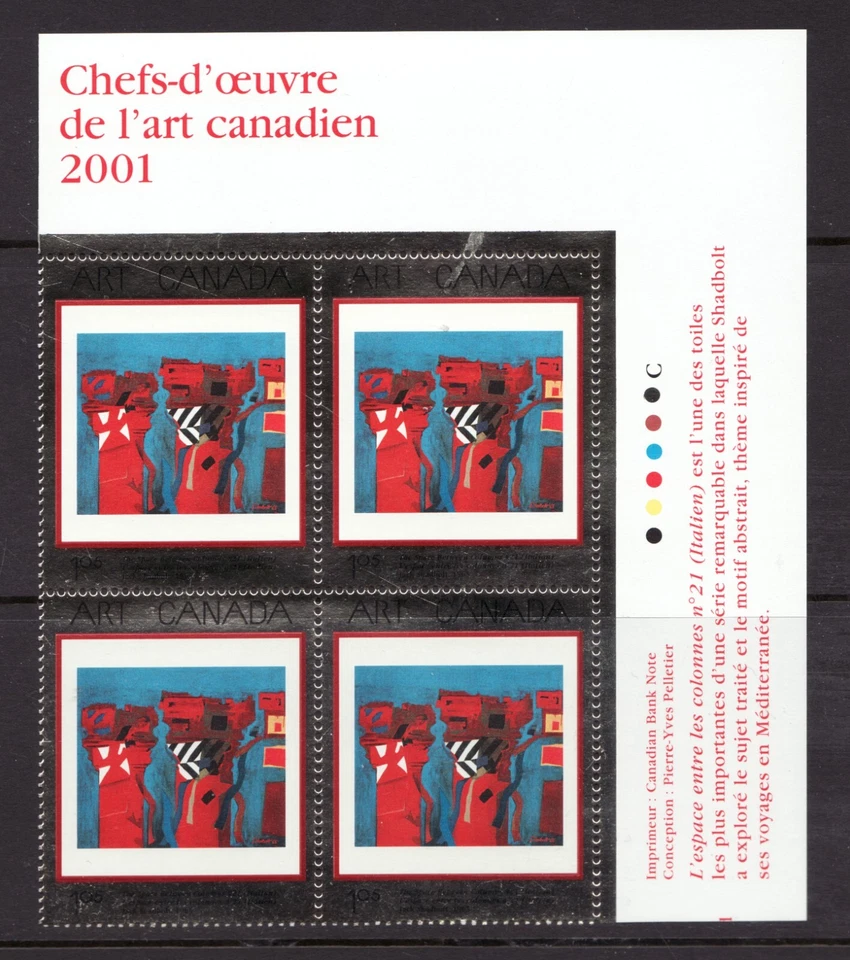 2001 - #1916 UR Pl. Bl - #14 Canadian Masterpieces of Modern Art - cv$10.50 - Image 1 of 1
