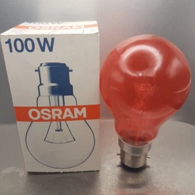 OSRAM 100w Bulb RED BC B22 Incandescent Lamp 60mm 240V - Image 1 of 3