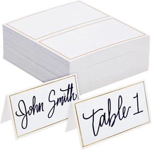 100 Pack Wedding Place Cards for Table Setting, Blank Table Name Card, Gold Plac - Picture 1 of 12