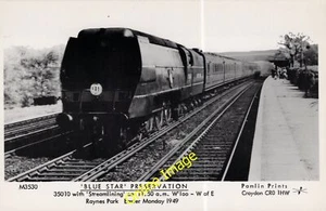 Postcard Pamlin Prints - M3530 Merchant Navy 35010 at Raynes Park c1949 - Picture 1 of 1