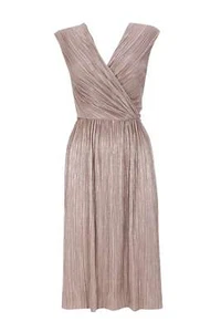 WALLIS Gold Wrap Fit And Flare Dress 12 - Picture 1 of 5