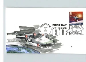 STAR TREK, Starship Enterprise, Hand Painted First Day of Issue - Picture 1 of 1