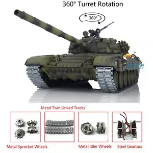 Henglong Russian T72 1:16 7.0 IR BB RTR Military RC Tank 360° Rotation Armor - Picture 1 of 11