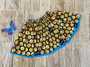 Handmade Girls Emoji Smiley faces print skirt Sz 4/5. - Picture 1 of 6