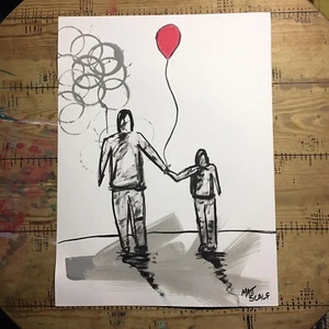 Matt Scalf 18x24 Family Dad Kids Father Children Balloon Modern Abstract Signed - Picture 1 of 5